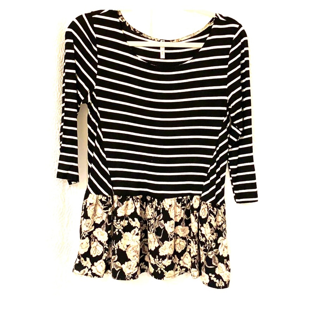 Floral Stripped Peplum Top